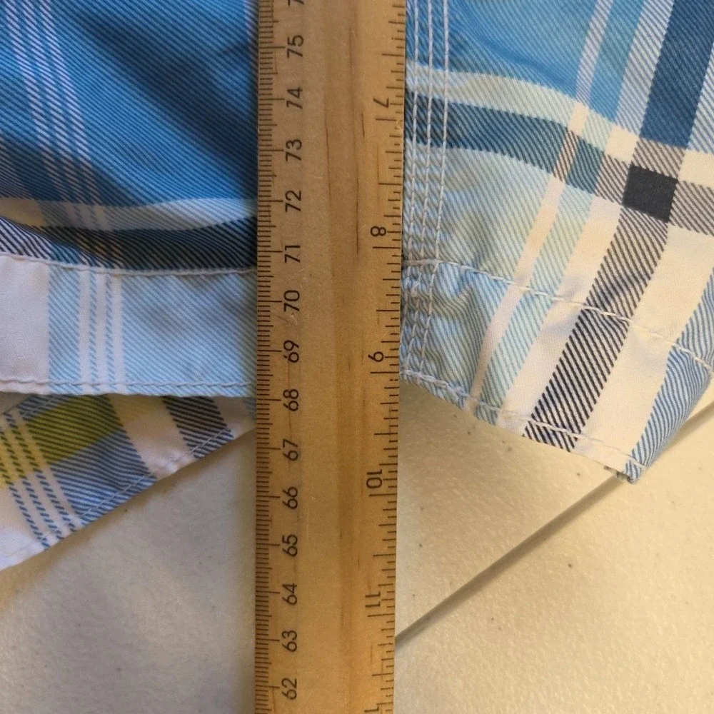 Old Navy Mens XL Blue Check Lined Swim Trunks Board Shorts Beach 9 Inch Inseam
